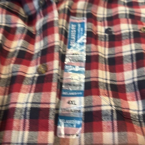 Carhartt Relaxed Fit Red Plaid Long Sleeve Button Up 4XL NWT - Picture 3 of 4